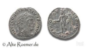 Viertel-Follis des Constantius I, 305 - 306 n. Chr.