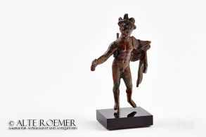 Massive Bronzestatuette des Merkur aus römischer Kaiserzeit