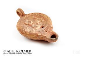 Roman imperial erotic oil lamp with giant phallus