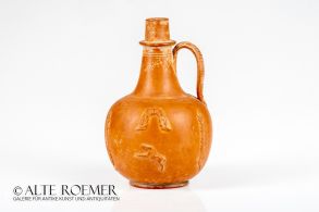 Perfectly preserved Terra Sigillata jar with bust and boar