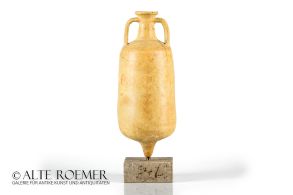 Clay amphoriskos on marble base