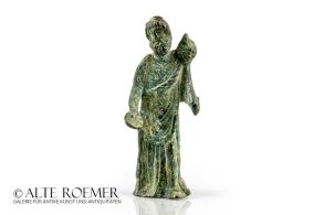 Römische Bronzestatuette eines bärtigen Mannes - wohl Dionysos