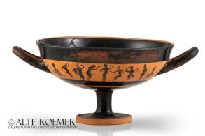 Attische schwarzfigurige Schale mit dionysischer Szene