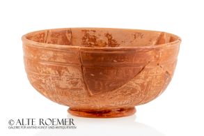 Large Terra Sigillata bowl from the Rhineland with running hare and hounds