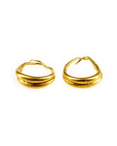 Gold earrings in reed boat shape