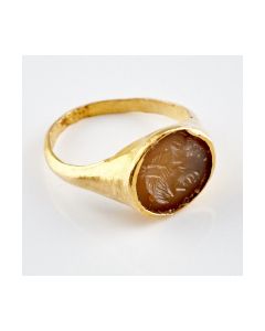 Hellenistic-Roman silver ring with intaglio showing a portrait