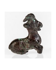 Massive bronze figurine of a lying ram