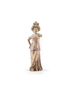 Tanagra figurine with partially preserved polychrome painting