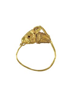 Hellenistic gold earring with antelope head
