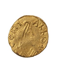 Very rare Merovingian gold tremissis in perfect condition with known finding location