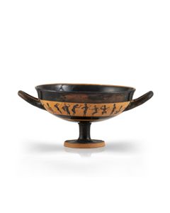 Attische schwarzfigurige Schale mit dionysischer Szene