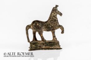 Roman bronze figurine of a horse with base